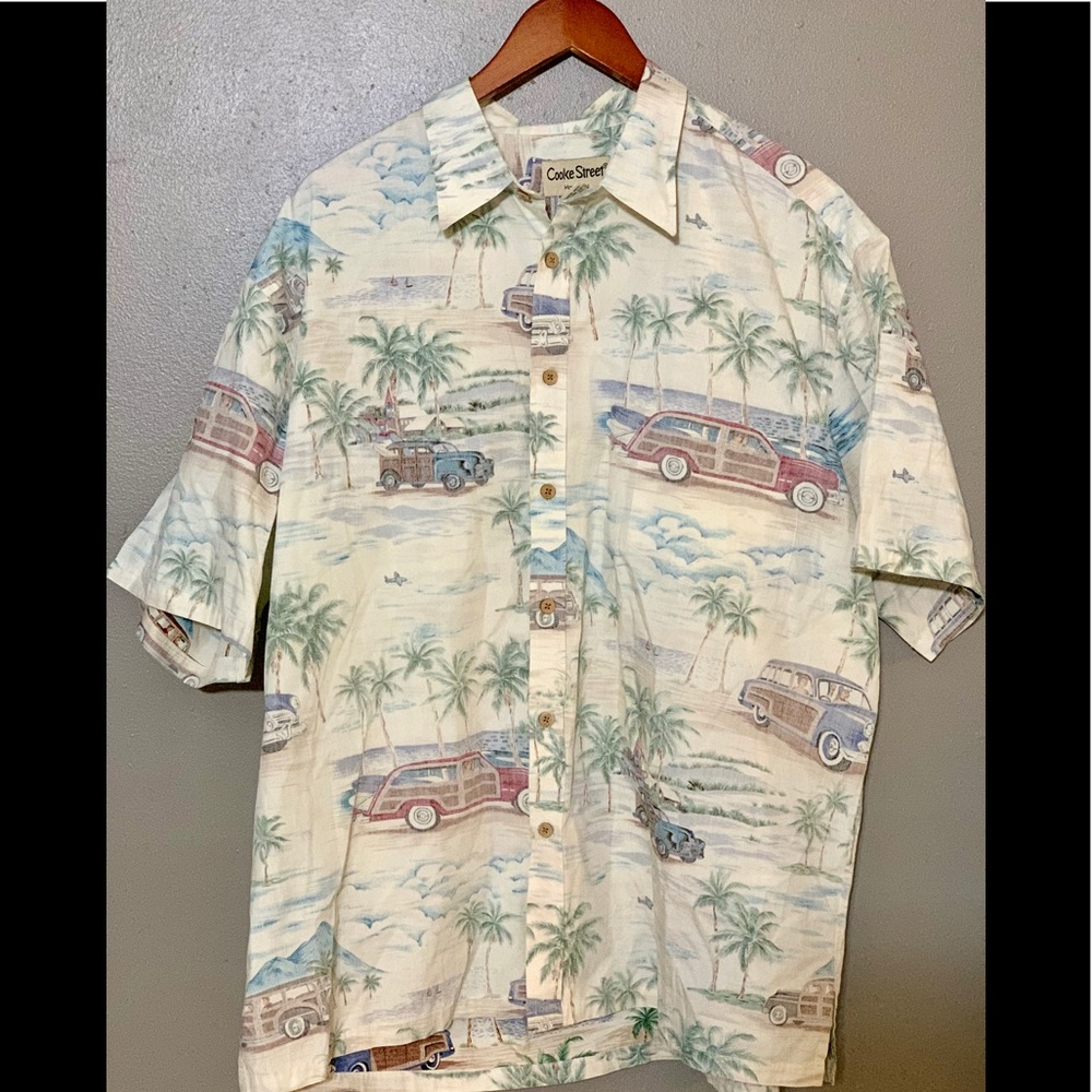 Cooke Street Reverse Print Woodie Surfer Wagon Cars  Hawaiian Shirt SZ 2XL